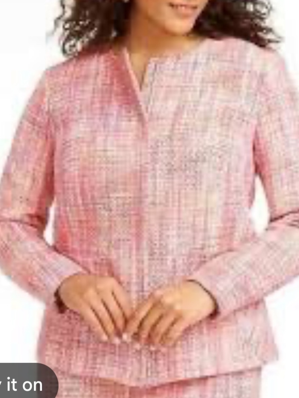 Talbots pink cream tweed twill zip up jacket coat size 18W